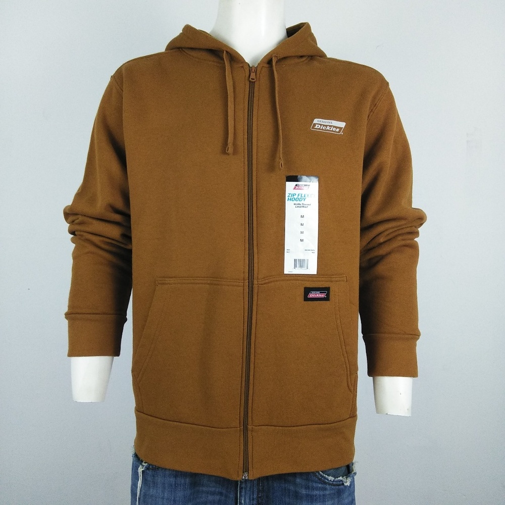 Dickies NWT men's brown fleece zip hoody sweater